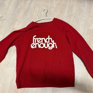 Sezane French Enough Sweatshirt Red/ecru - Size M